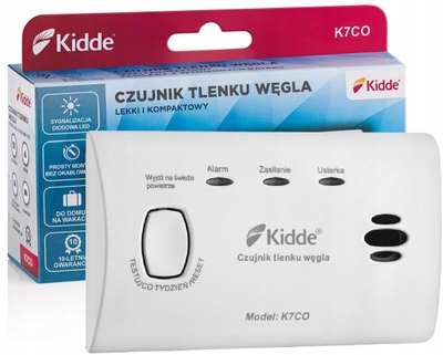 Czujnik Czadu Tlenku Węgla Detektor Sensor Czujka Kidde K7CO Bezprzewodowy