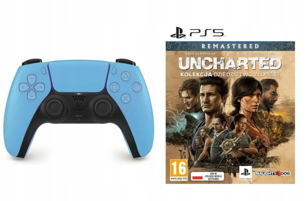

Dualsense Niebieski Ice Blue Ps5+Gra PS5 Uncharted