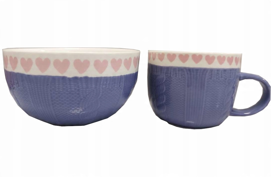 

Kubek i Miska porcelanowa z wzorem sweterka fiolet