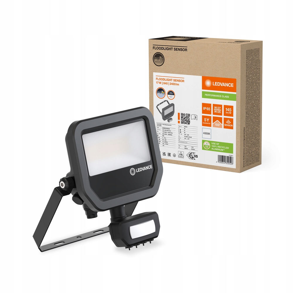 Naświetlacz Led s čidlem 17W neutrální 4000K 2400lm Floodlight IP65