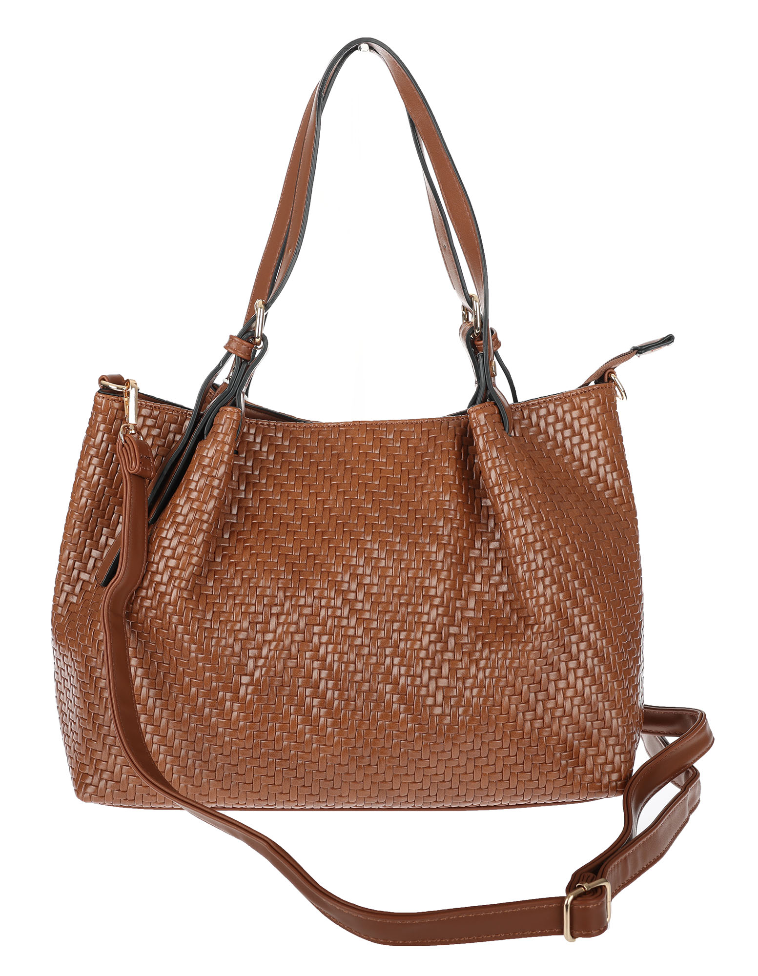 Dámská kabelka kufřík shopper prostorná elegantní přes rameno HJ397 Hnědá