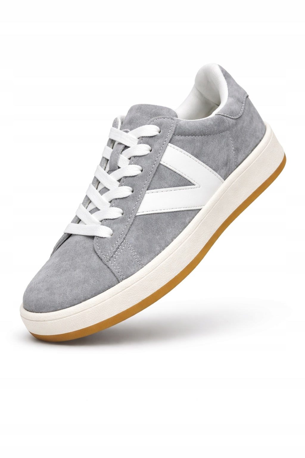 Dámské Kožené Semišové Tenisky Šedé, Bílé, Ležérní Boty, Pohodlné