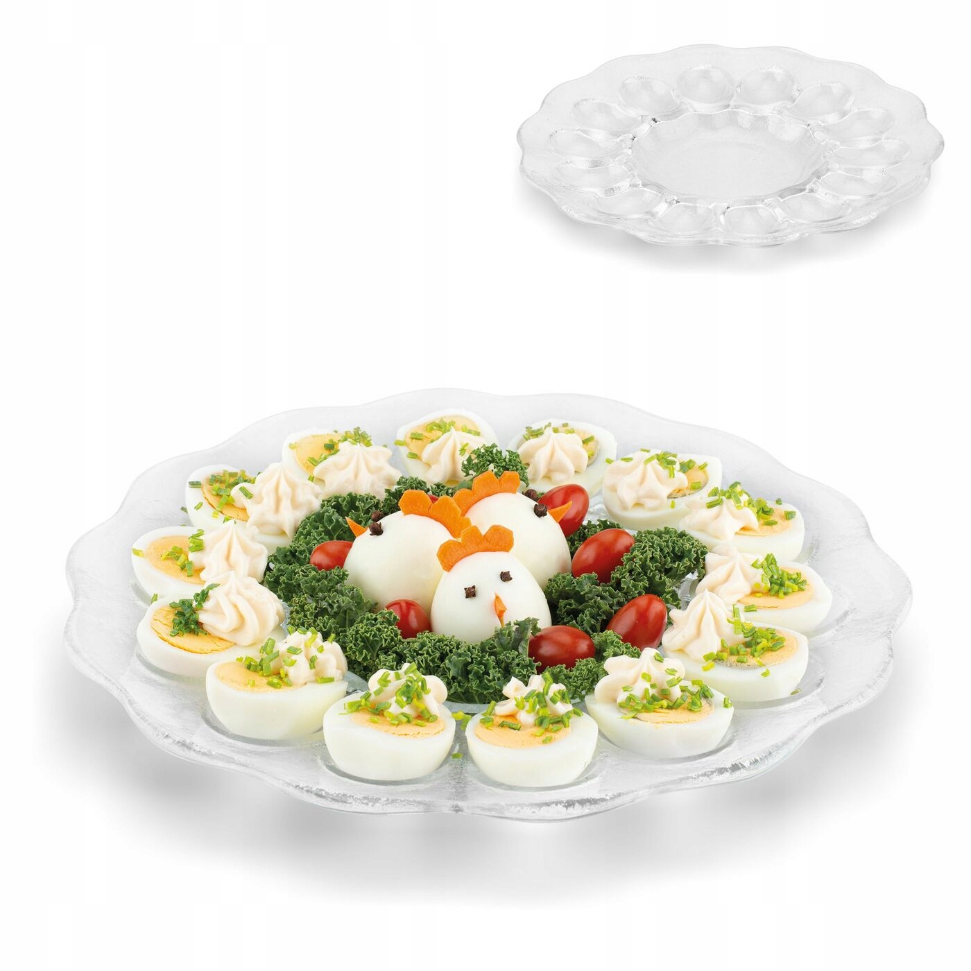 

Duży Talerz Na Jajka Szklany półmisek Okrągły