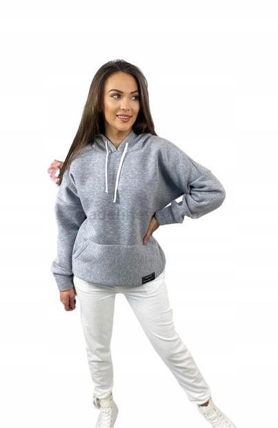 FEMME OVERSIZE KAPUCNIS PULÓVER, VILÁGOSSZÜRKE