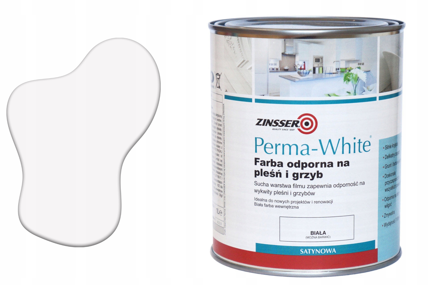 Farba chrániaca pred plesňami Perma White 1 l Biela saténová Zinsser