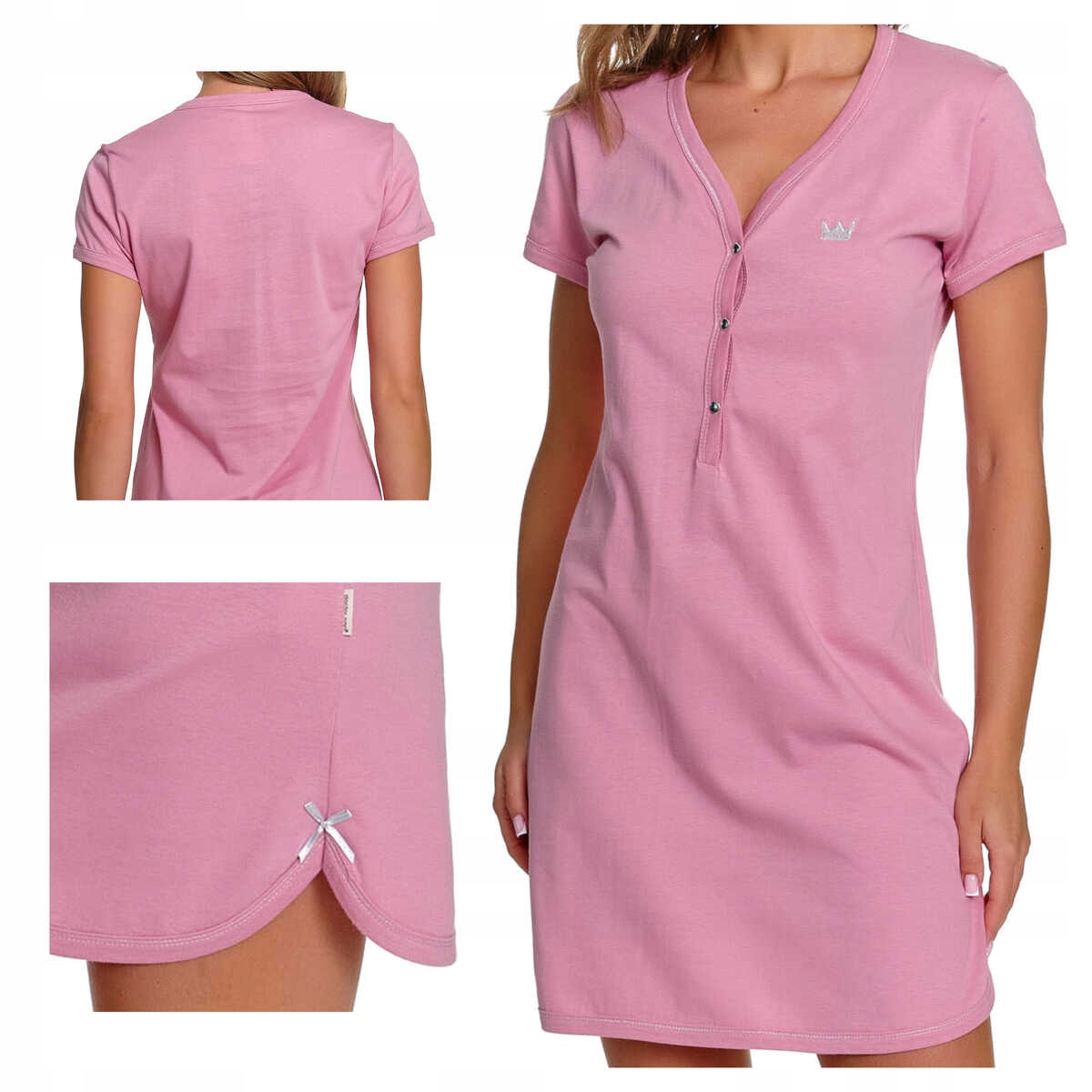 Doctornap Koszula nocna bawełniana krótki rękaw Tcb 9505 różowa XL