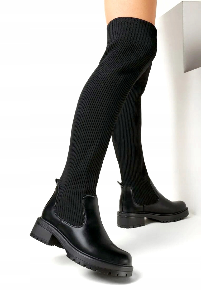 KOZAKI DAMSKIE DŁUGIE OCIEPLONE CZARNE SKARPETA R41 Marka bez marki