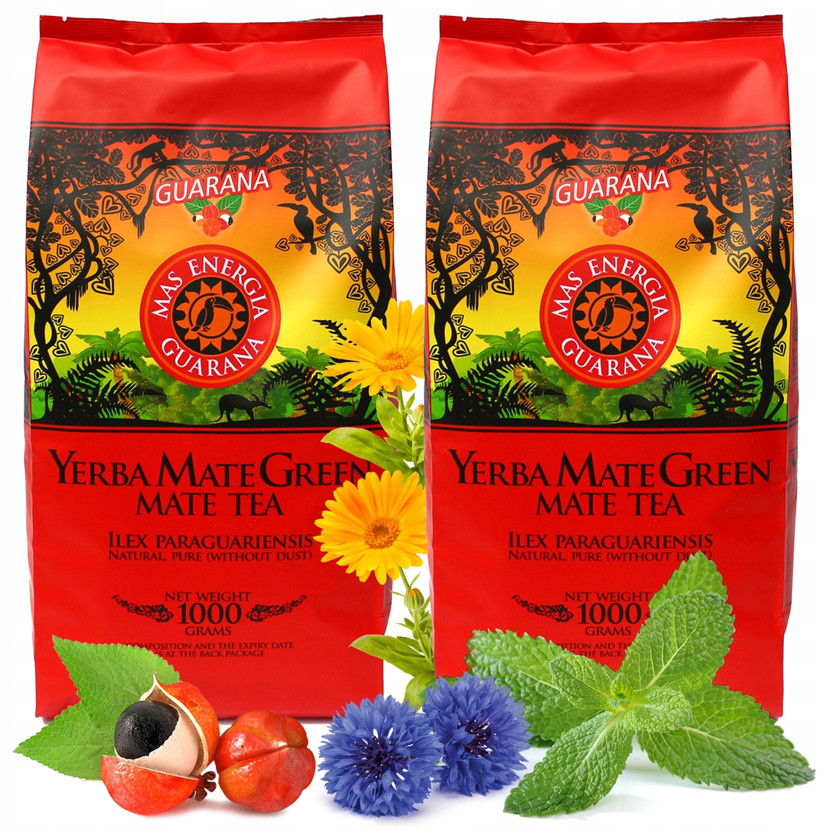 Levně Yerba Mate Green Mas Energia Guarana 2x1kg Povzbuzuje 2 kg Příjemná Chuť