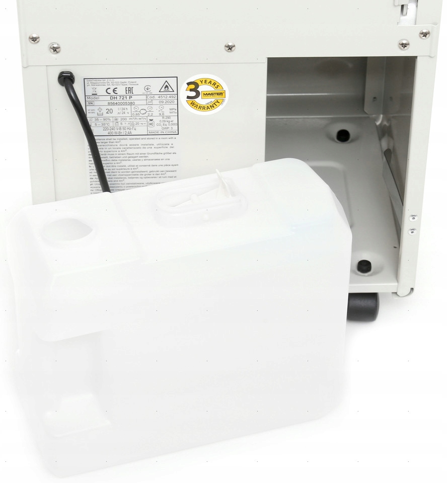 OSUSZACZ POWIETRZA MASTER DH 721 P Poziom hałasu 42 dB