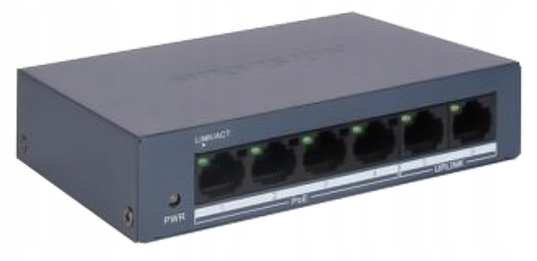 Switch PoE 4+2 Hikvision DS-XS0106-P 6-Portový (4xPoE) (2xUpLink)