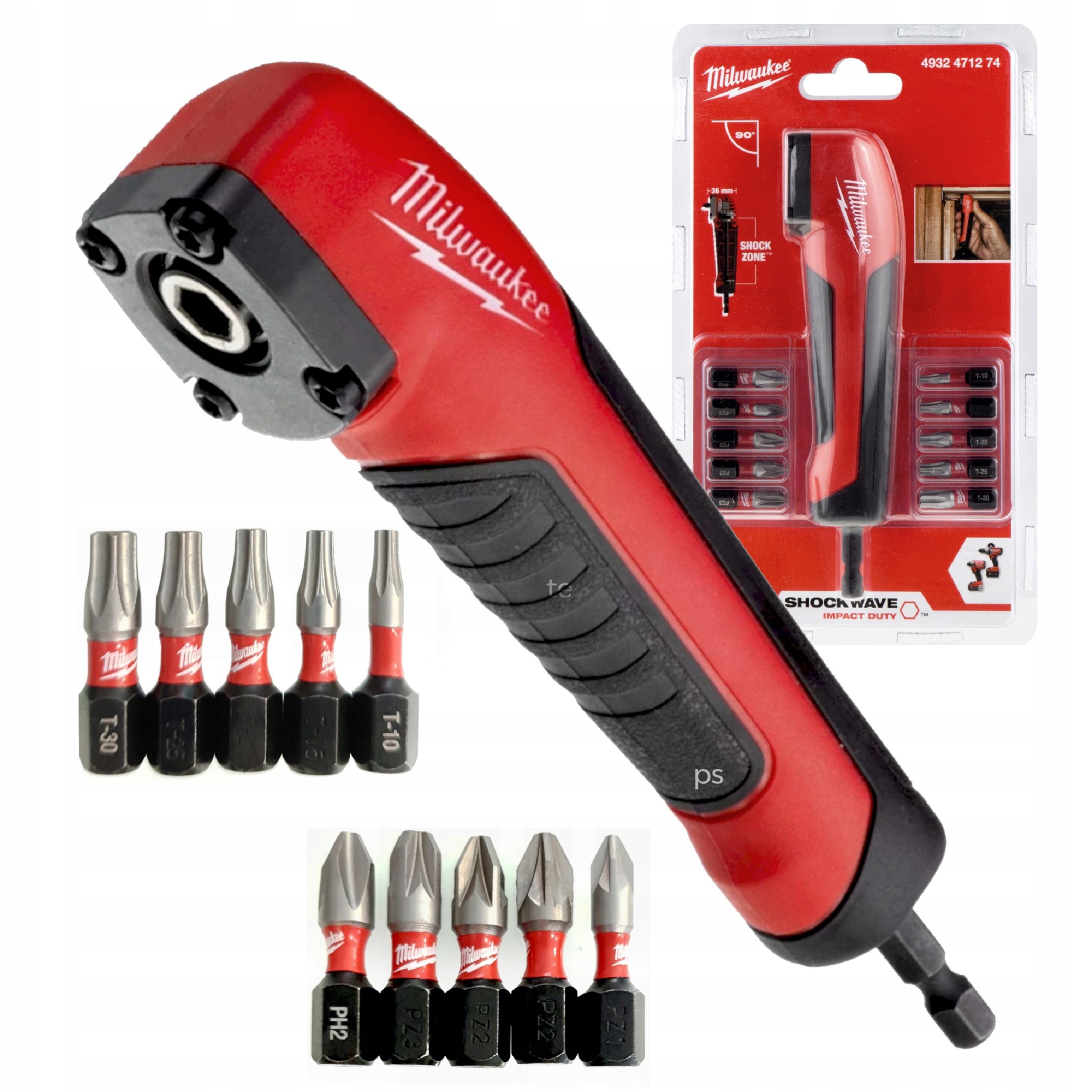 Milwaukee Udarowa nasadka kątowa 90 Shockwave Bity