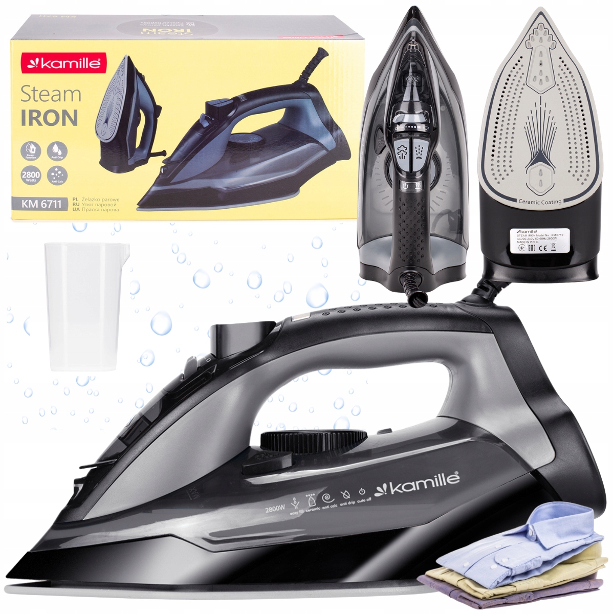 Żelazko Parowe Ręczne 2800W Anti-calc Anti-drip Kamille