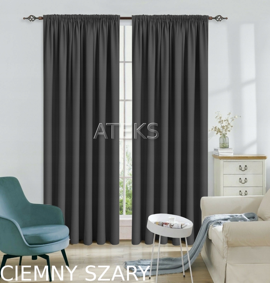 ZASŁONA MATOWA PANAMA NA TAŚMIE 145x250 c. szary Wzór gładki