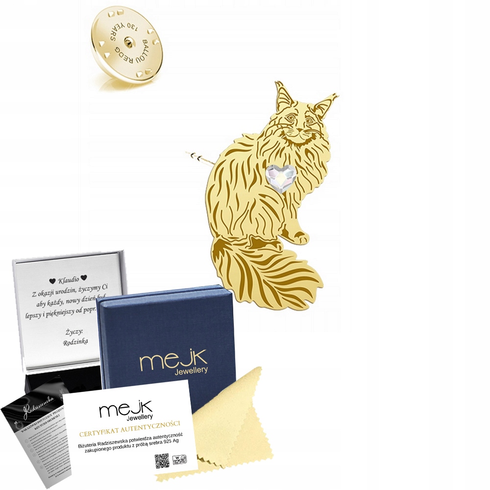 Odznak z Maine Coon 925 Šperky jako Dárek Brož Dedikace