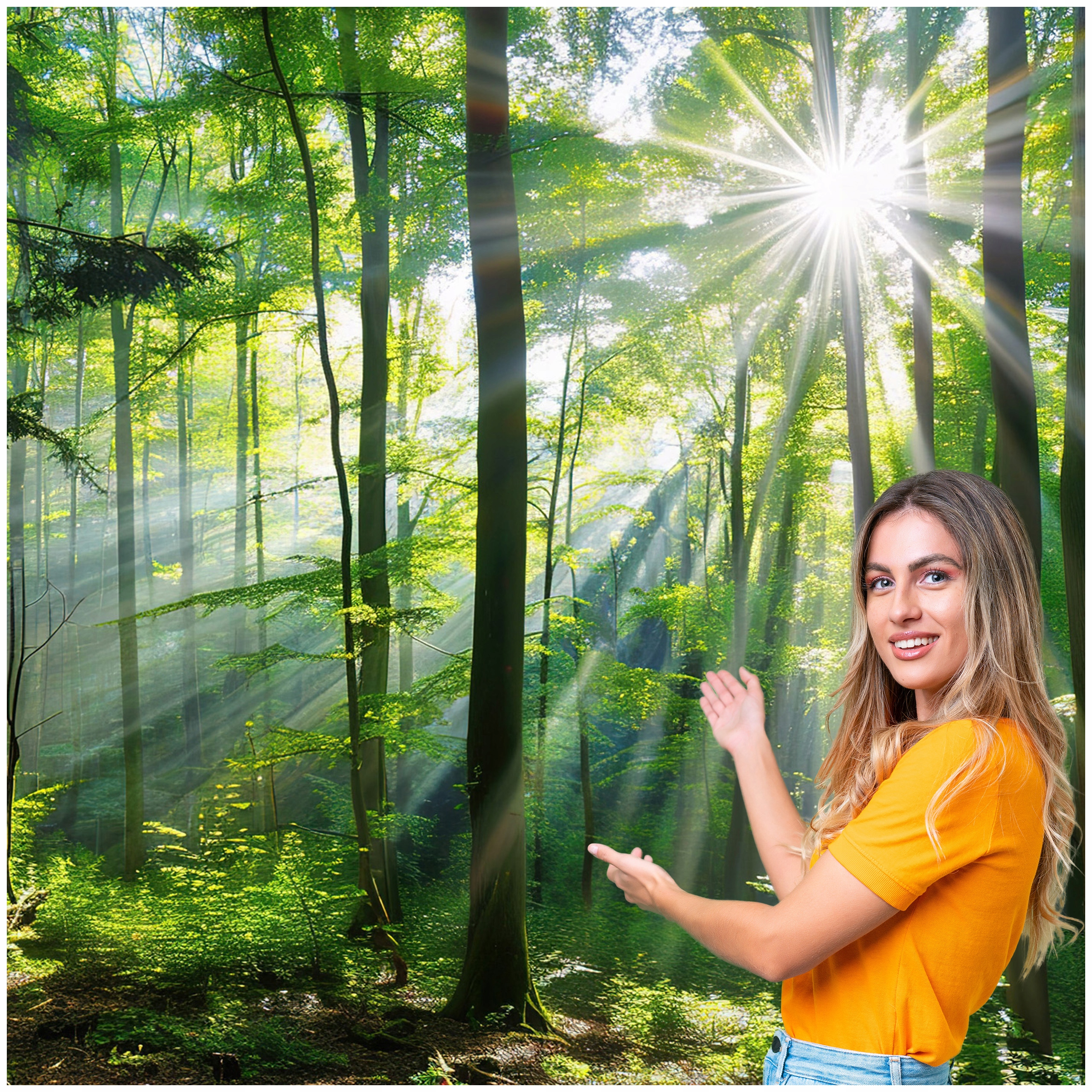 Fototapeta 3D Obývacia Izba Spálňa Les Stromy Slnko 392x260 PO11W