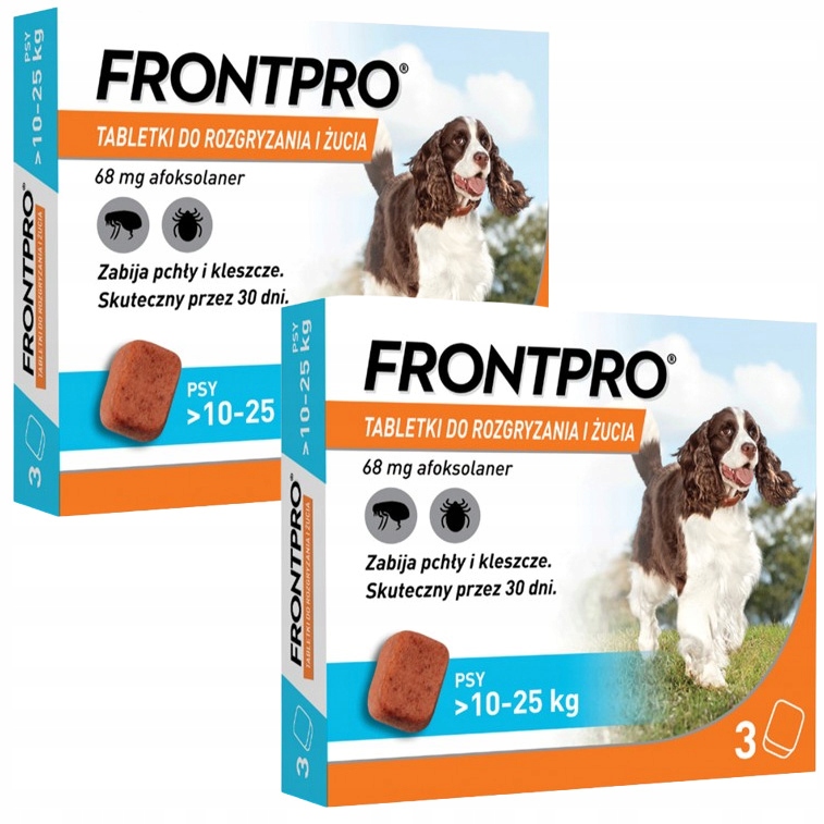 Frontpro Tabletki Dla Psa Na Pchły I Kleszcze 10-25kg 2 Opakowania