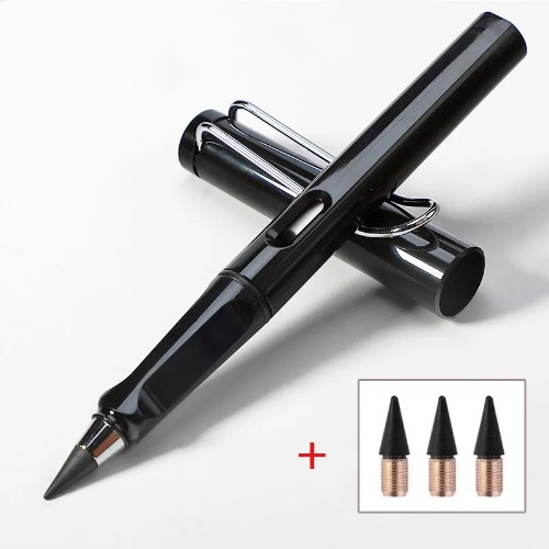 OŁÓWEK WIECZNY ELEGANCKI Z 4 KOŃCÓWKAMI DO SZKOŁY PRACY PUDROWY RÓŻOWY Gumka z gumką