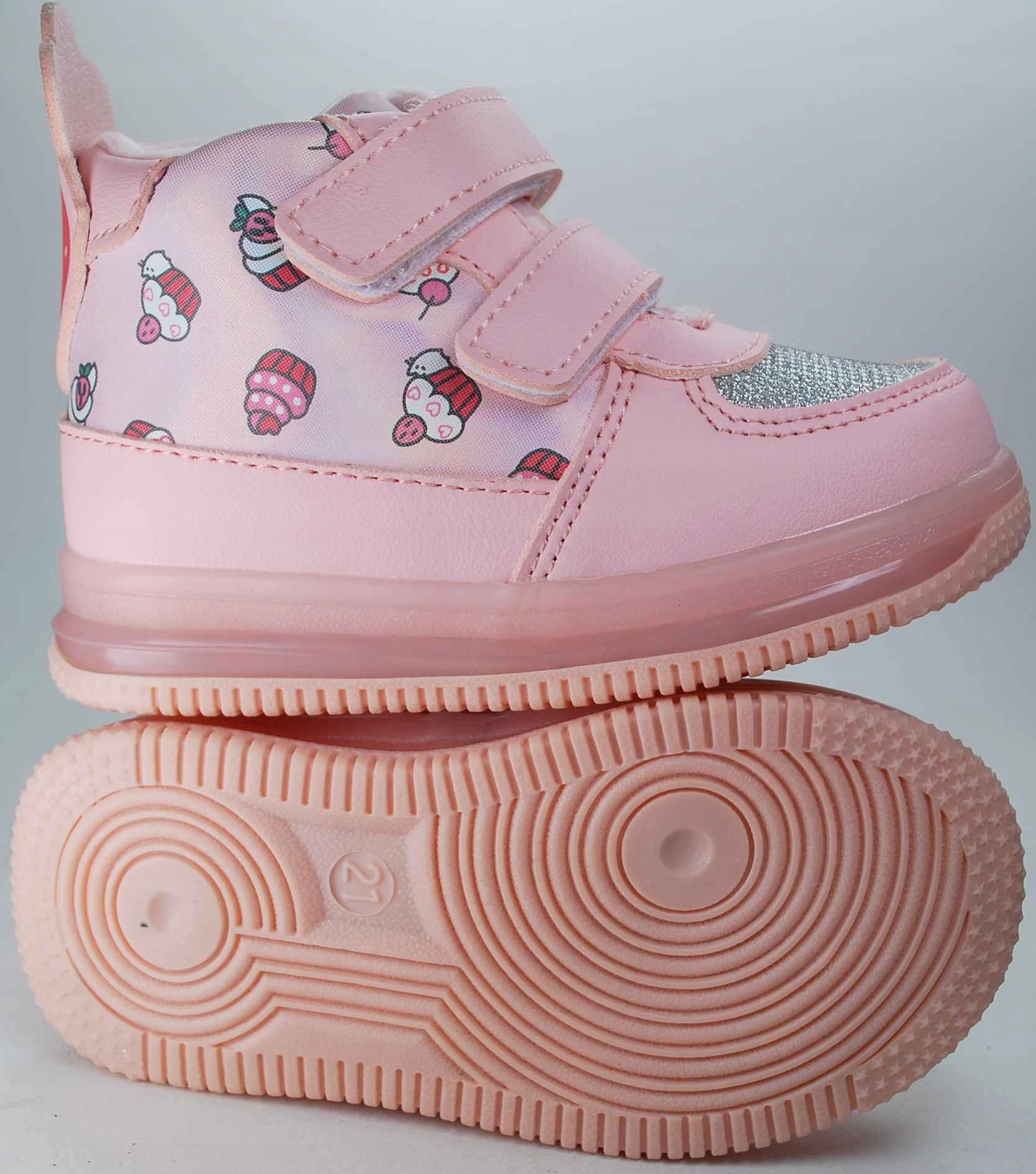 RÓŻOWE ŚWIECĄCE MIĘKKIE botki BUTY dla dziewczynki na rzep eko-skóra r 26 Płeć dziewczynki