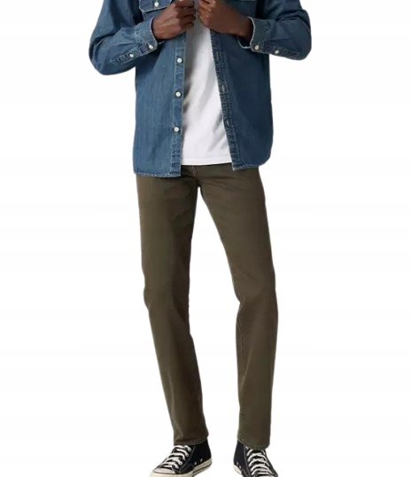 Levis Pánské Džíny Jednoduché Odstín Khaki S Oděrkami 34x30 Jqd