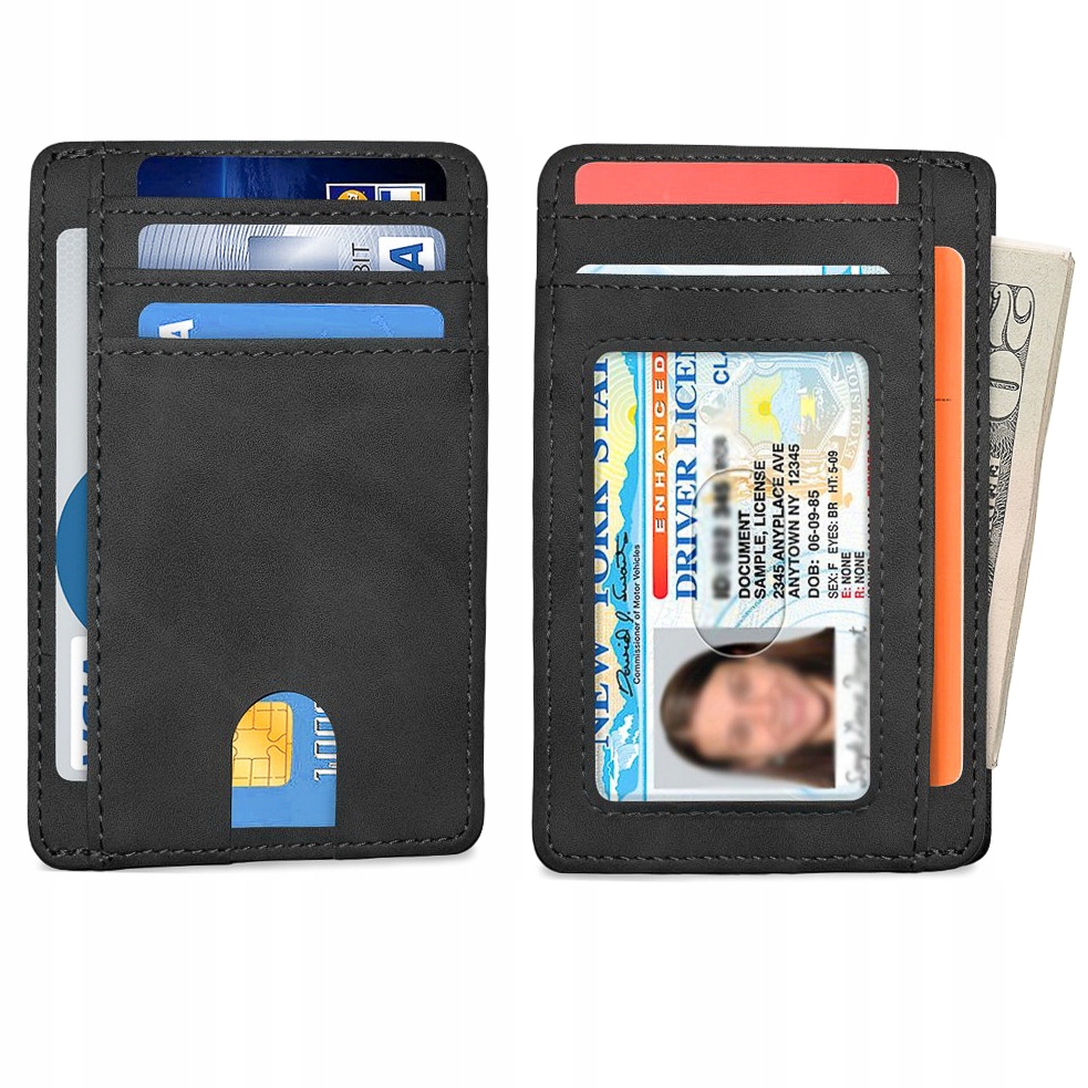 

Portfel skórzany mały cienki dokumenty karty Rfid