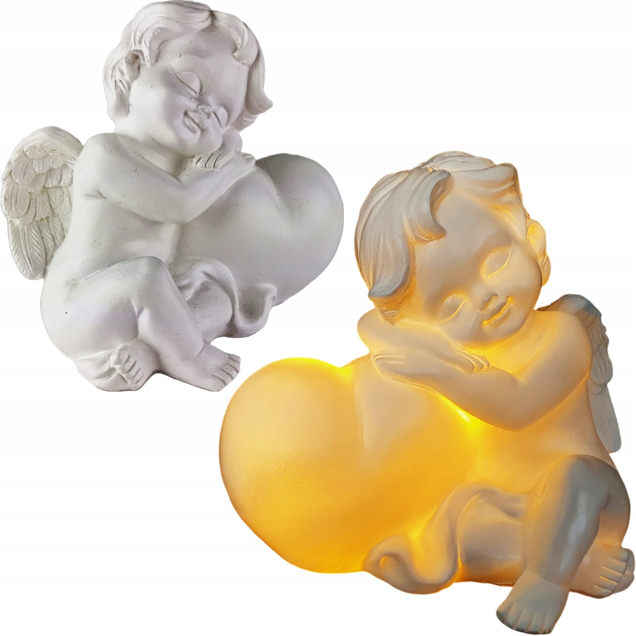 OUTLET - ANIOŁ ANIOŁEK SIEDZĄCY Z SERCEM LED WKŁAD GRÓB