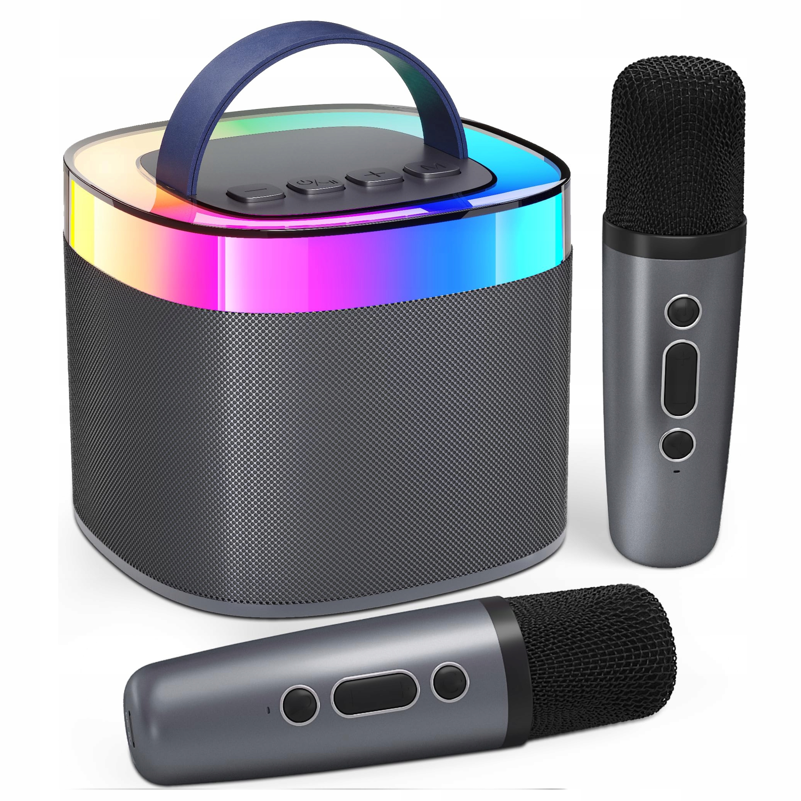 Karaoke Set Reproduktor Lights Party Přenosný 2 bezdrátové mikrofony