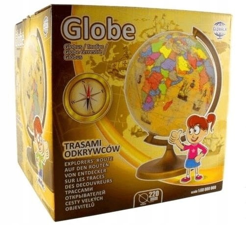 GLOBUS Z TRASAMI ODKRYWCÓW 22 CM + KARTON Średnica 22 cm