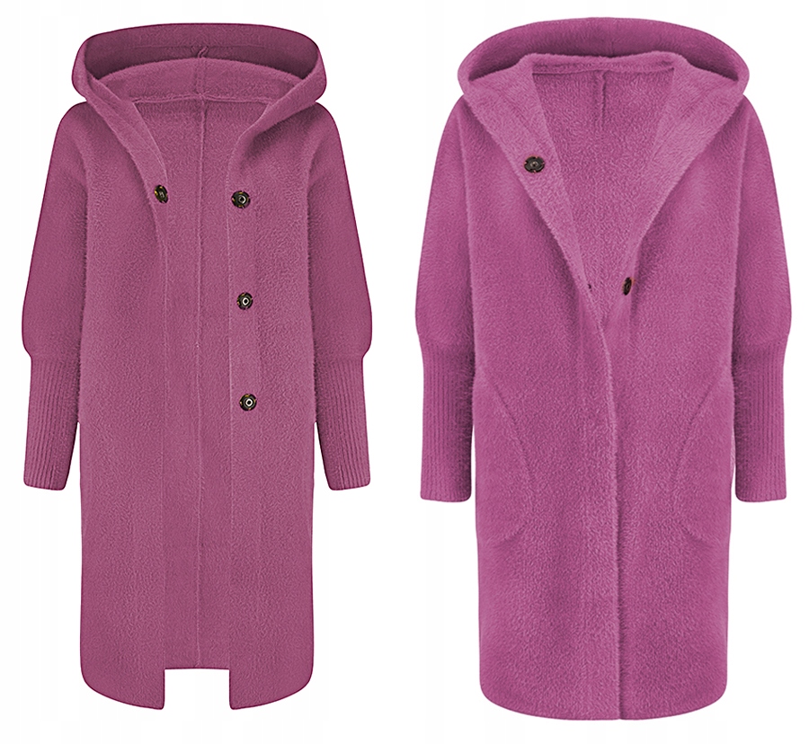 Teplý Alpaka Kabát Přehoz Vlna Vřesové Barvy