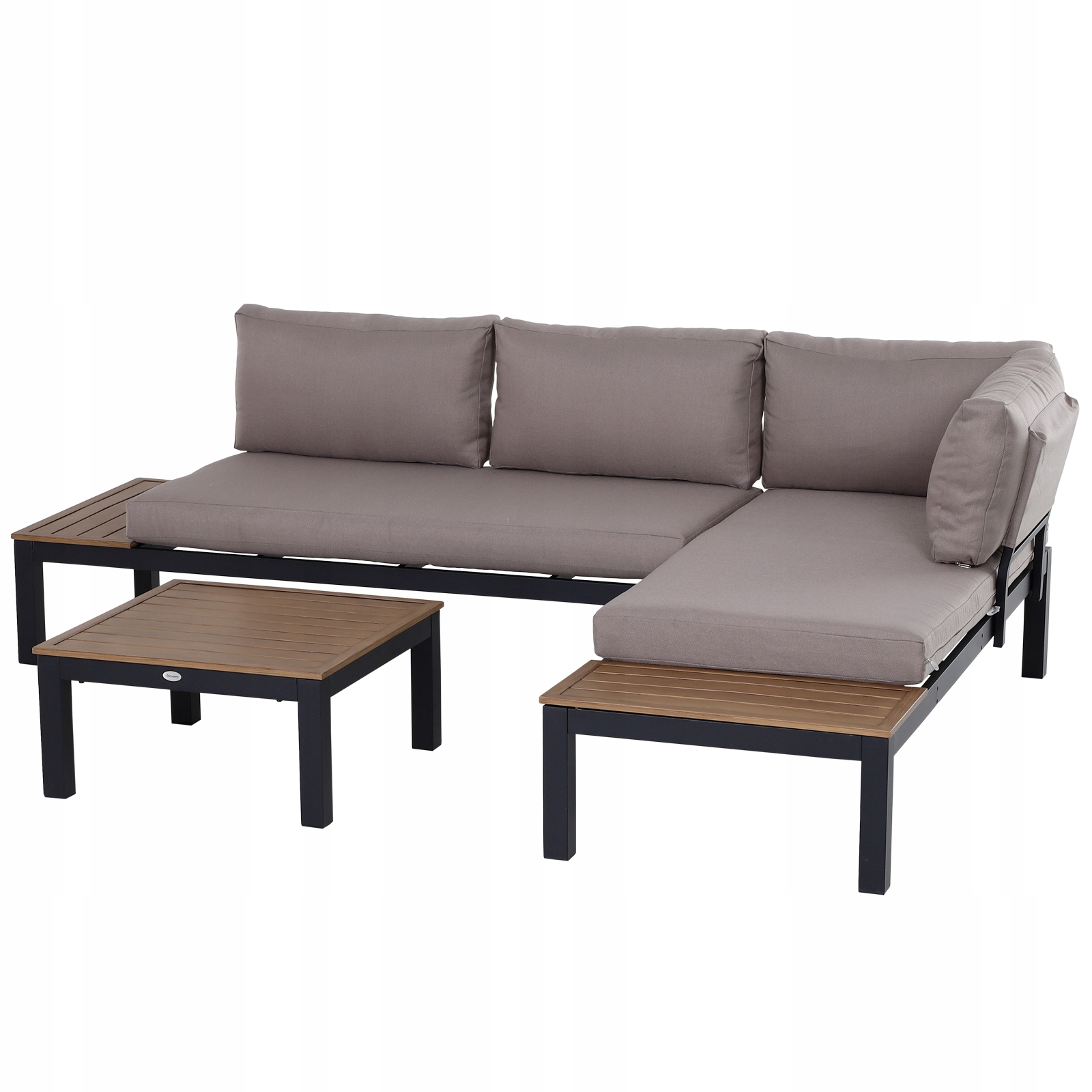 Outsunny Zestaw mebli ogrodowych 3w1, sofa, stół, poduszki, aluminium