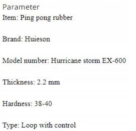 HUEISON OKŁADZINY DO TENISA STOŁOWEGO EX-600 2,2mm 40+ OKŁADZINA NA PALETKI Model Dragon Grip