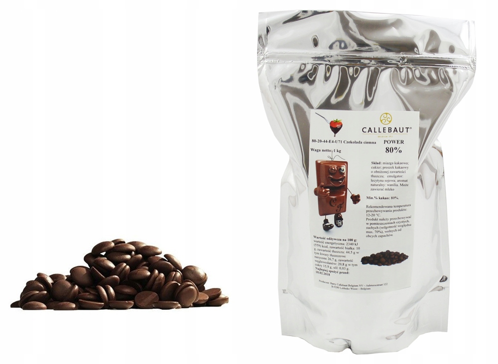 Czekolada Callebaut Gorzka 1 kg Power 80% kakao