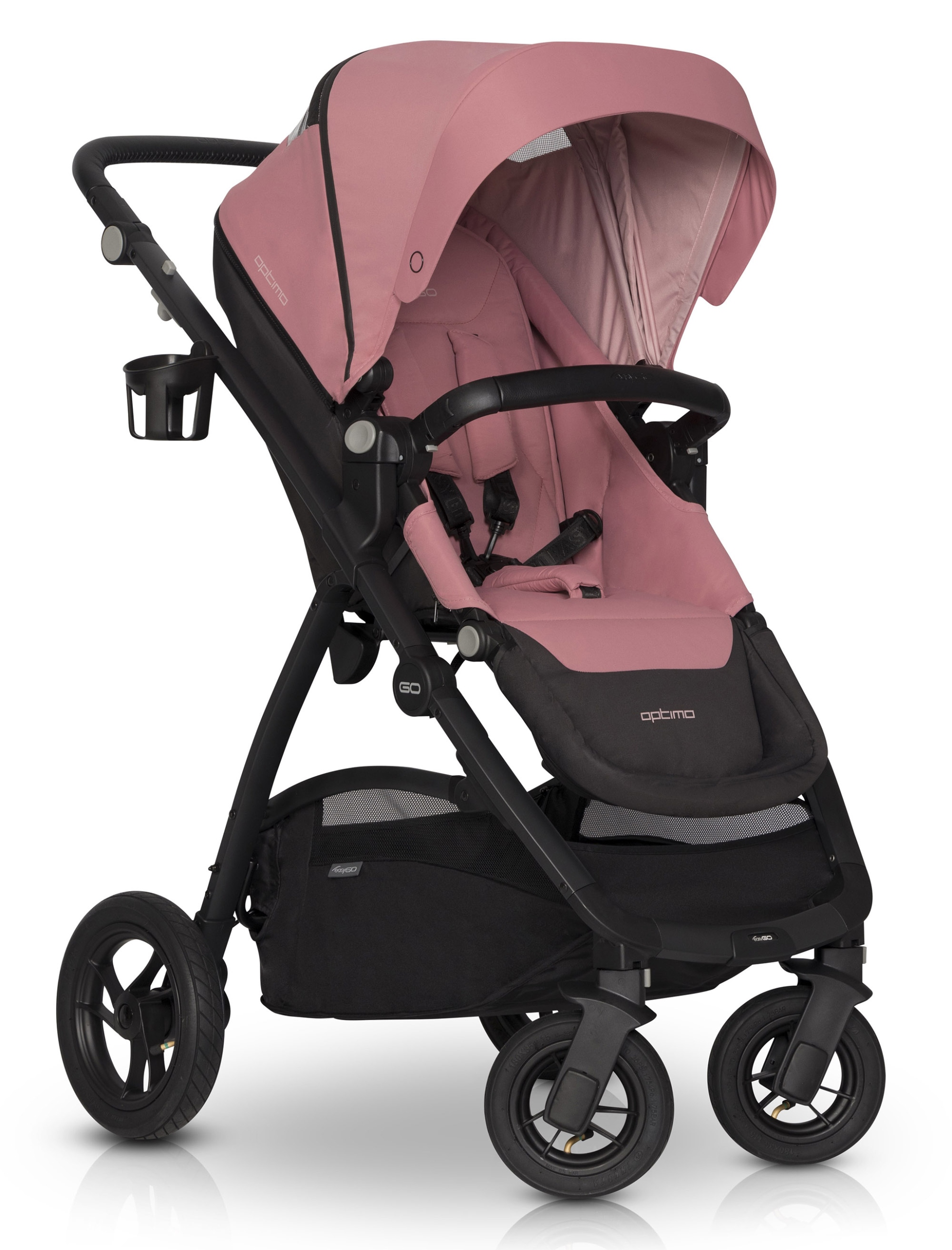 WÓZEK SPACEROWY OPTIMO AIR EASY GO TYŁ PRZÓD ROSE