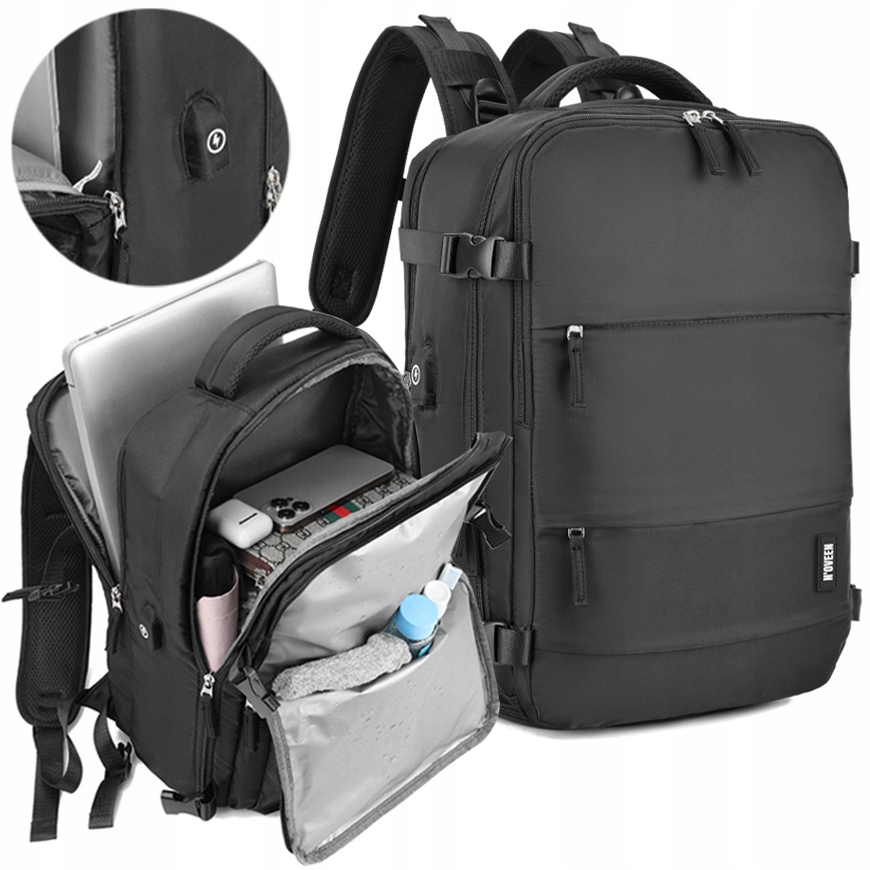 Taška Batoh Cestovní Kabinové Příruční Zavazadlo Do Letadla Voděodolná Usb