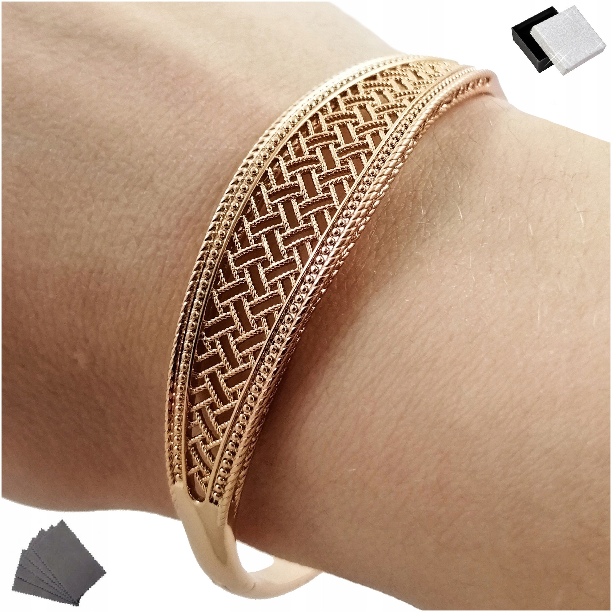 ZŁOTA BRANSOLETKA SZTYWNA ZE STALI CHIRURGICZNEJ