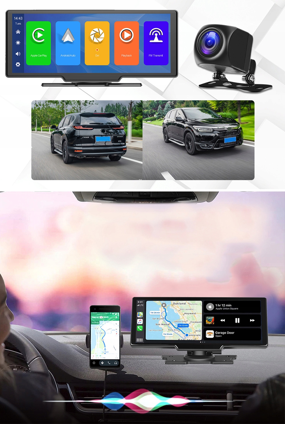 AUTÓS MONITOR RÁDIÓ ANDROID AUTO CARPLAY NAVIGÁCIÓ USB WIFI BLUETOOTH Termékszélesség 24.7 cm