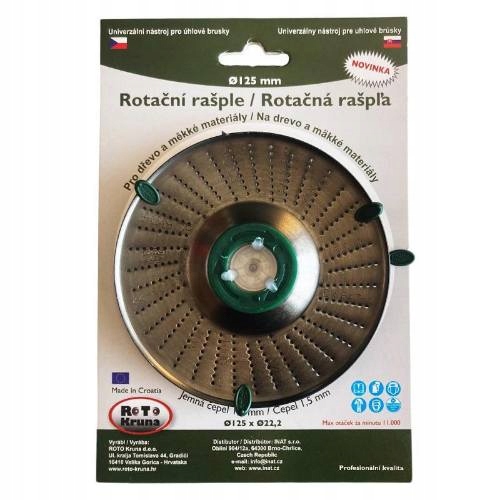 Rašple rotační jemná Ø 125 mm, čepel 1,5 mm