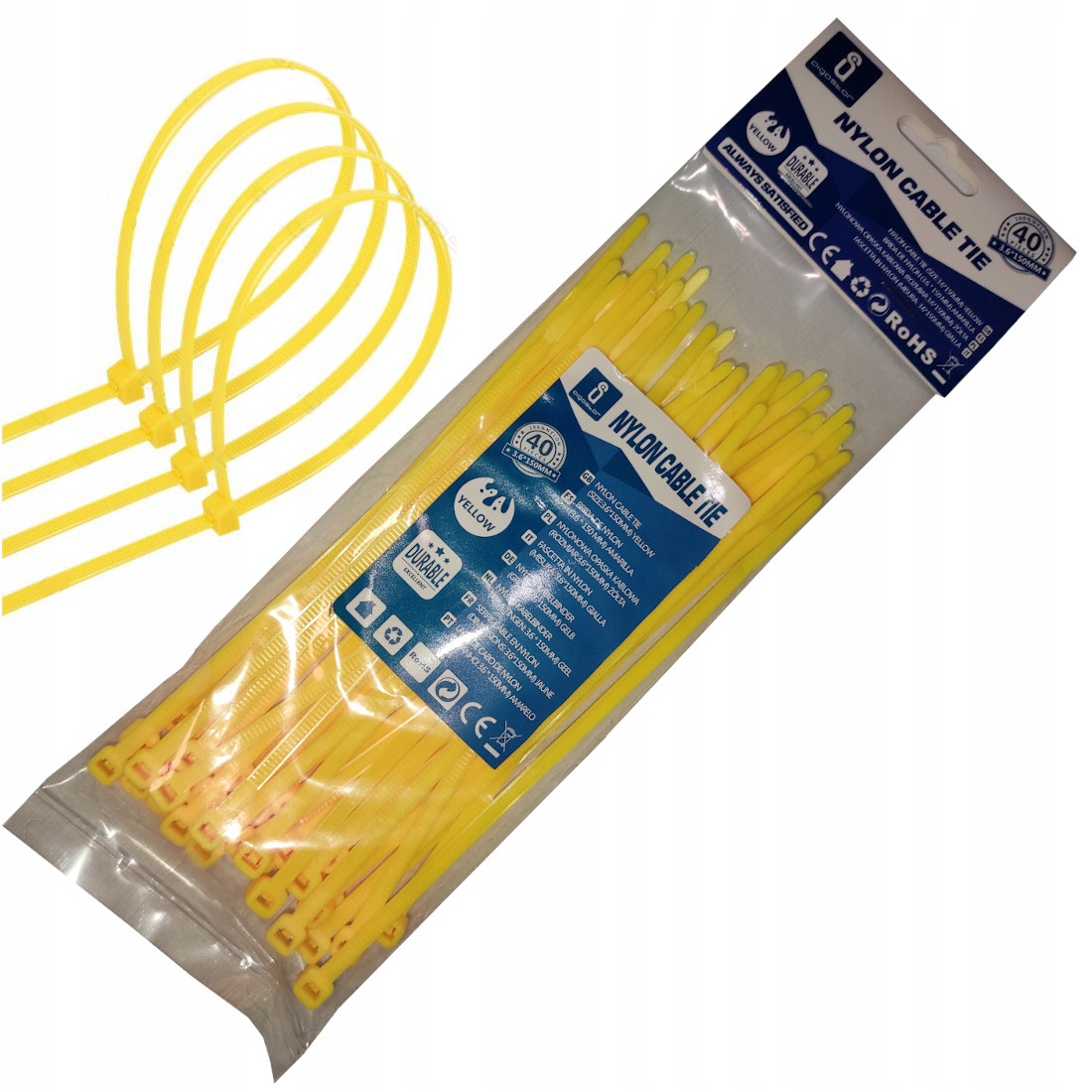 

Opaski Zaciskowe Trytytki 150mm 3.6mm Żółte 40szt