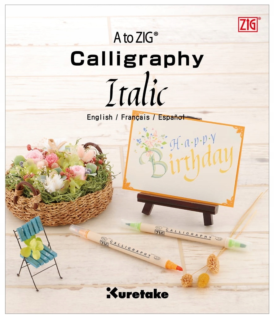 Książka do nauki kaligrafii Kuretake Italic