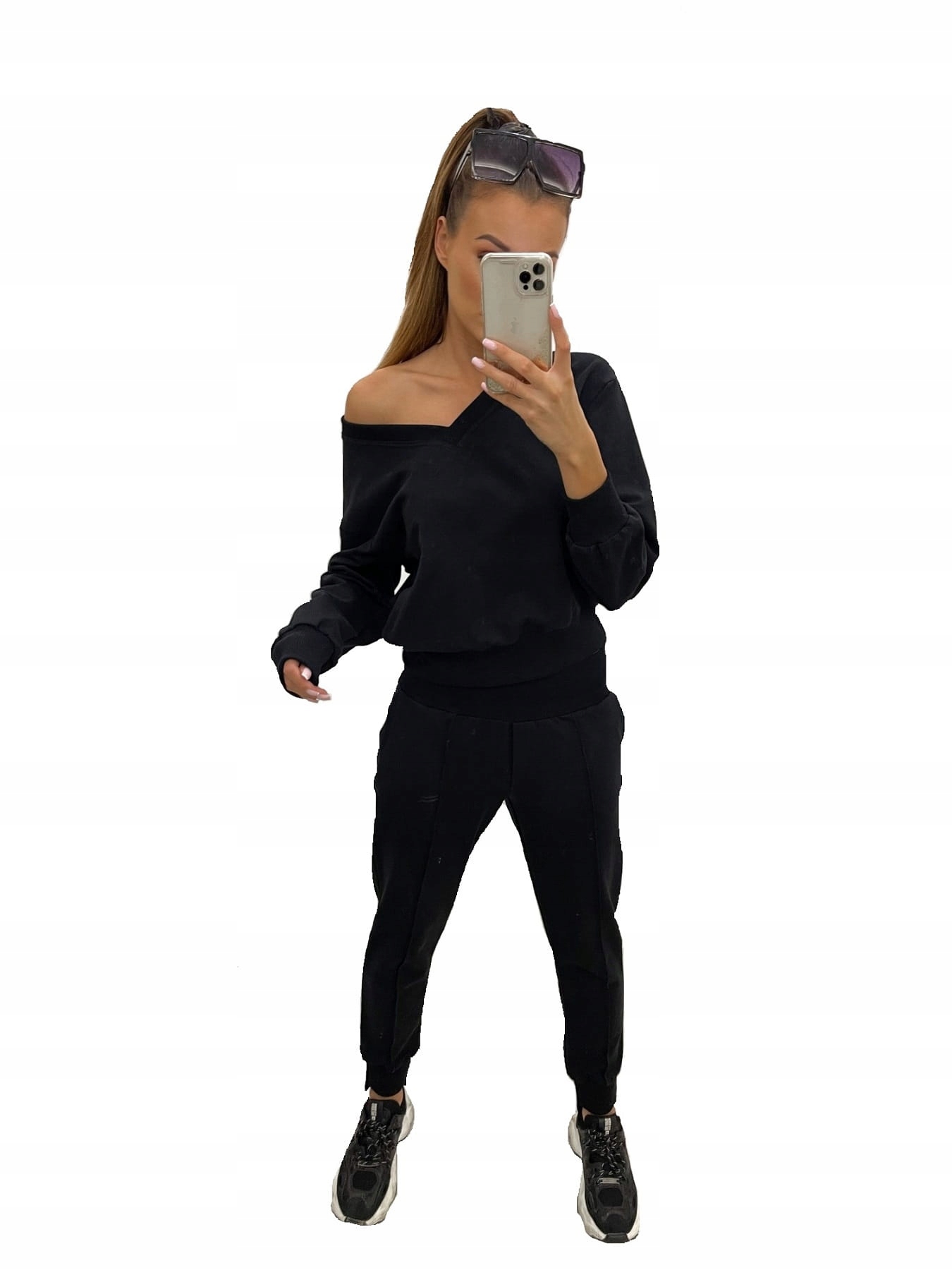 

Komplet dresowy spodnie bluza czarny Tmc Moda