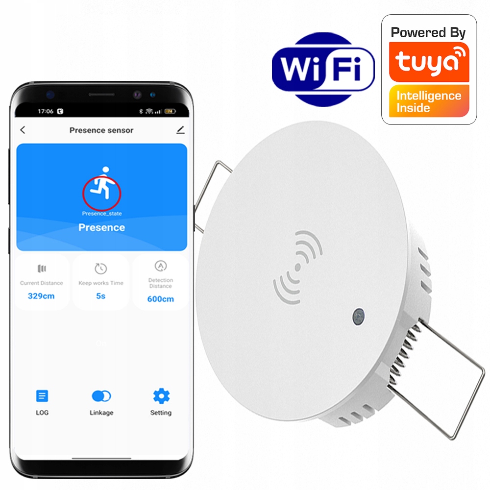 Rtx Mikrovlnný senzor přítomnosti WiFi Tuya Smart 230V stropní