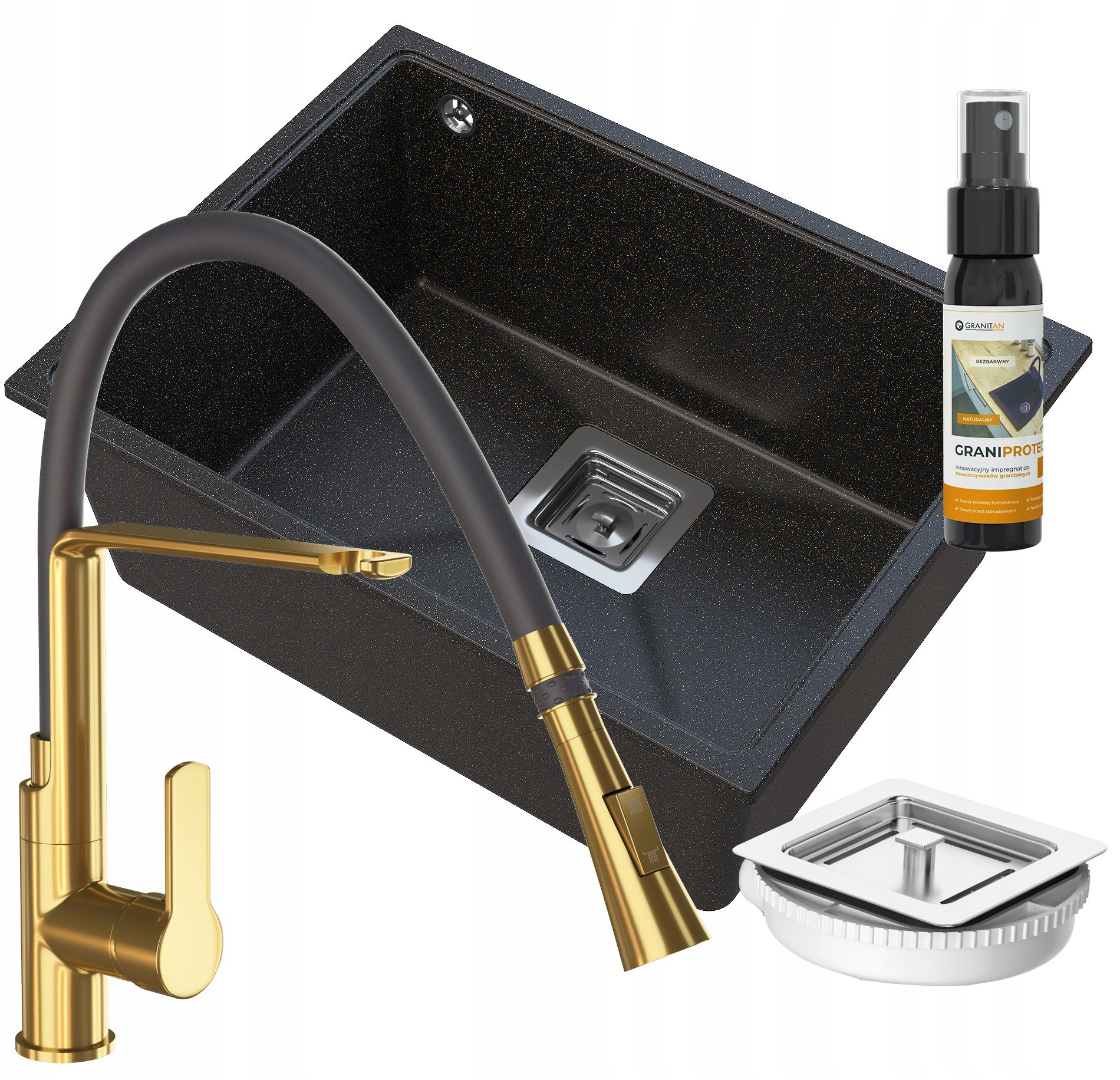 Granitový Závesný Drez Zlatý Napo 55 CM