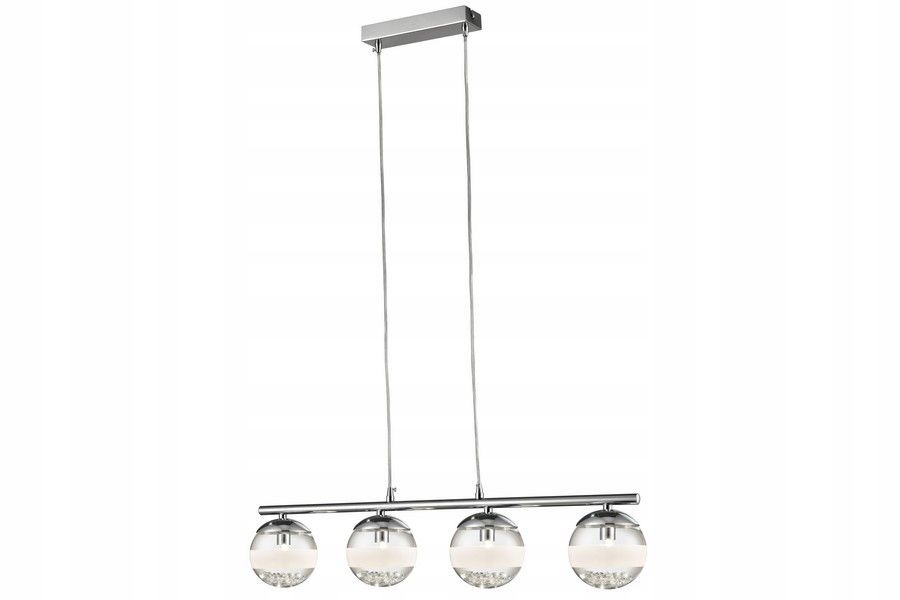 Závěsná lampa chrom skleněné koule s krystaly podlouhlá 60 cm 2700K Reality