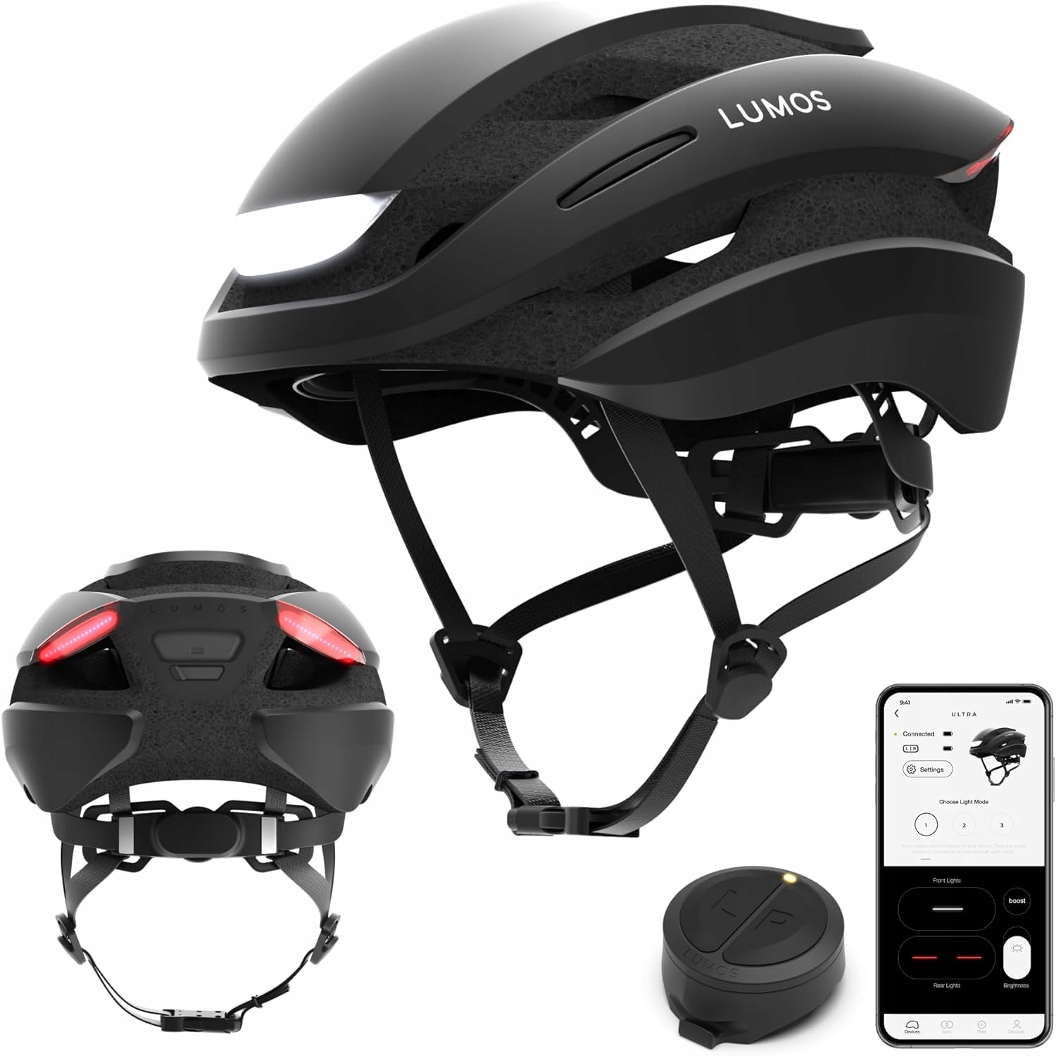 Kask rowerowy Lumos Ultra Smart Charcoal Black M/L 54 61 cm
