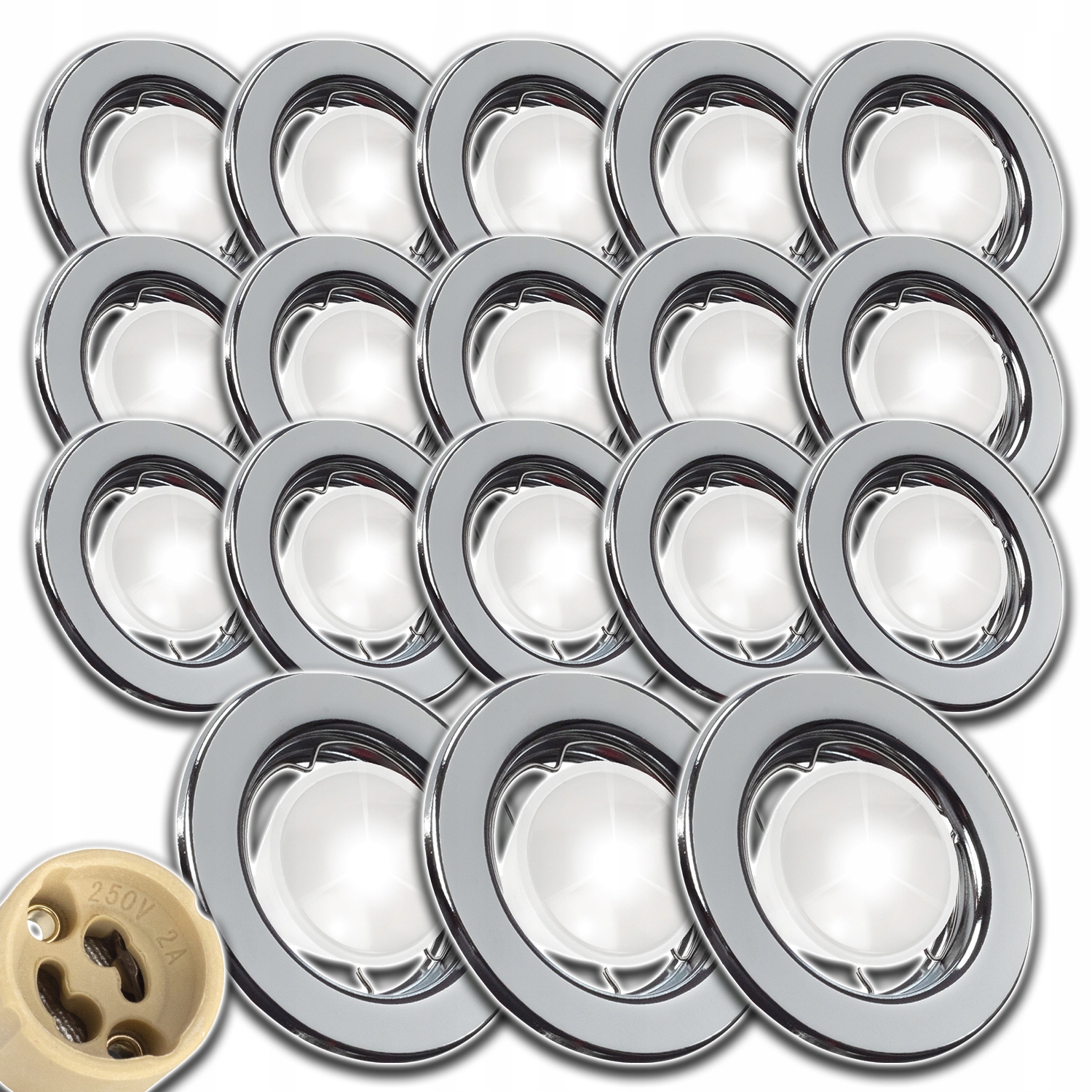 18x Kulaté Stropní Svítidlo Pod Omítku Zásuvka Konektor Žárovky GU10