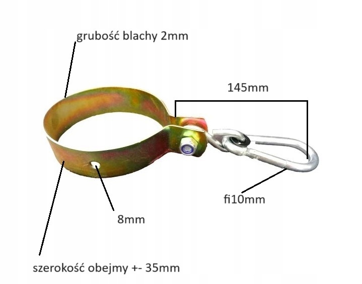 Obejma hak mocowanie huśtawki hamaka 100mm + karabińczyk Producent Bolt