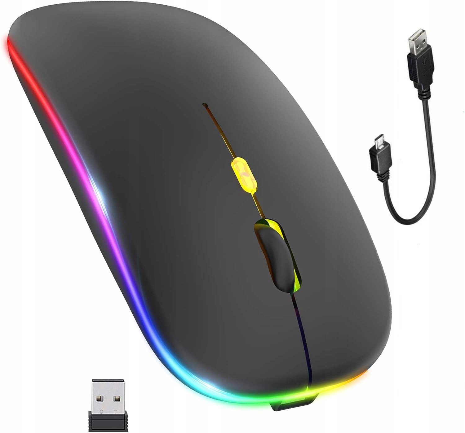 MYSZKA BEZPRZEWODOWA LED BLUETOOTH DO LAPTOPA PC KOMPUTERA TV CICHA CZARNA