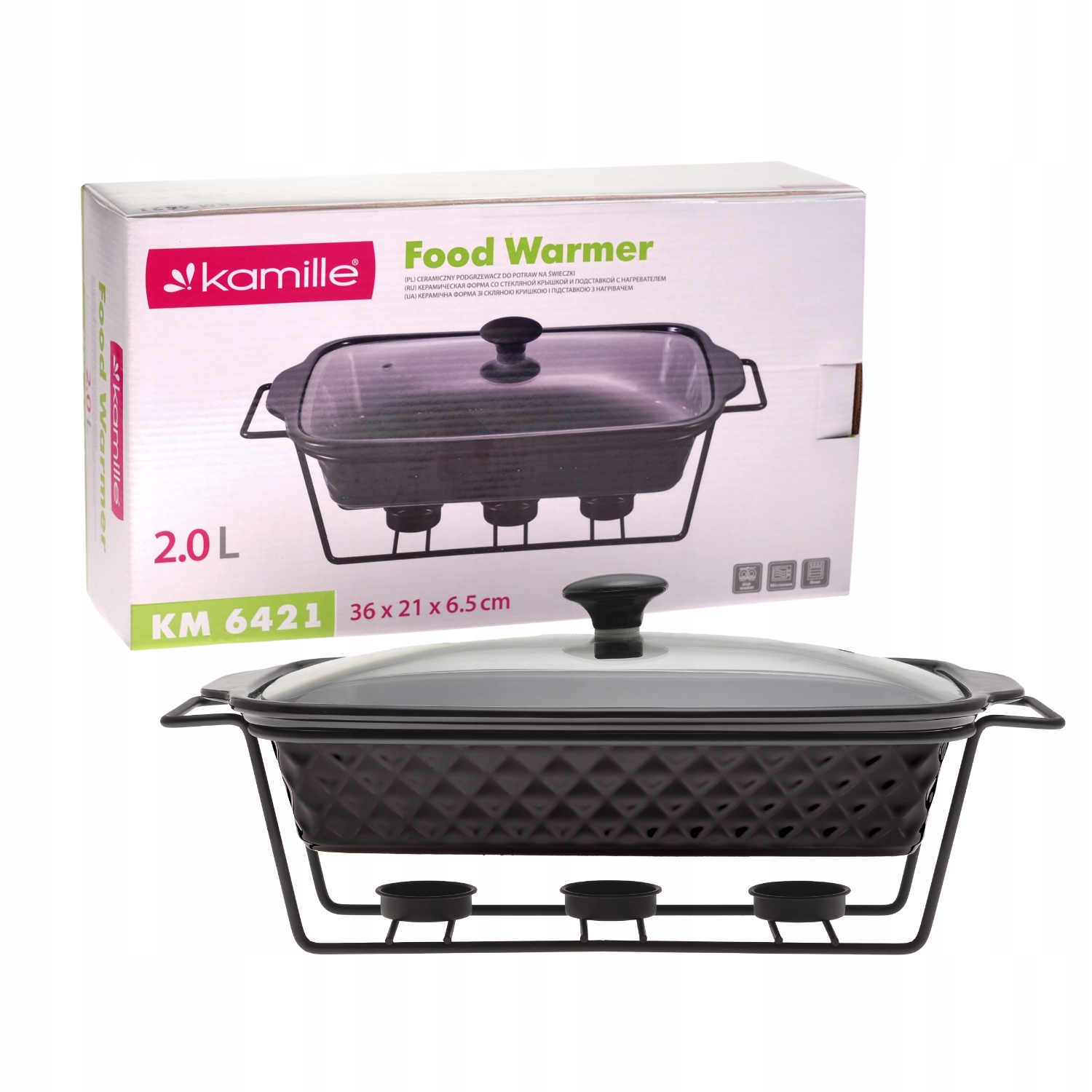 Keramická žáruvzdorná nádoba s ohřívačem na čajovou svíčku 2 l Kamille