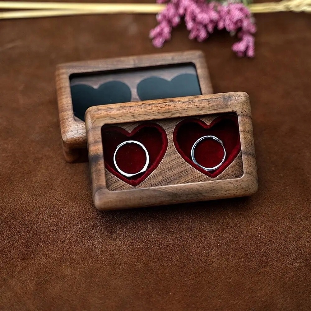 Pudełko na Obrączki Na Ślub Pudełeczko Drewniane Na Biżuterię Na Kolczyki Marka 4YOU