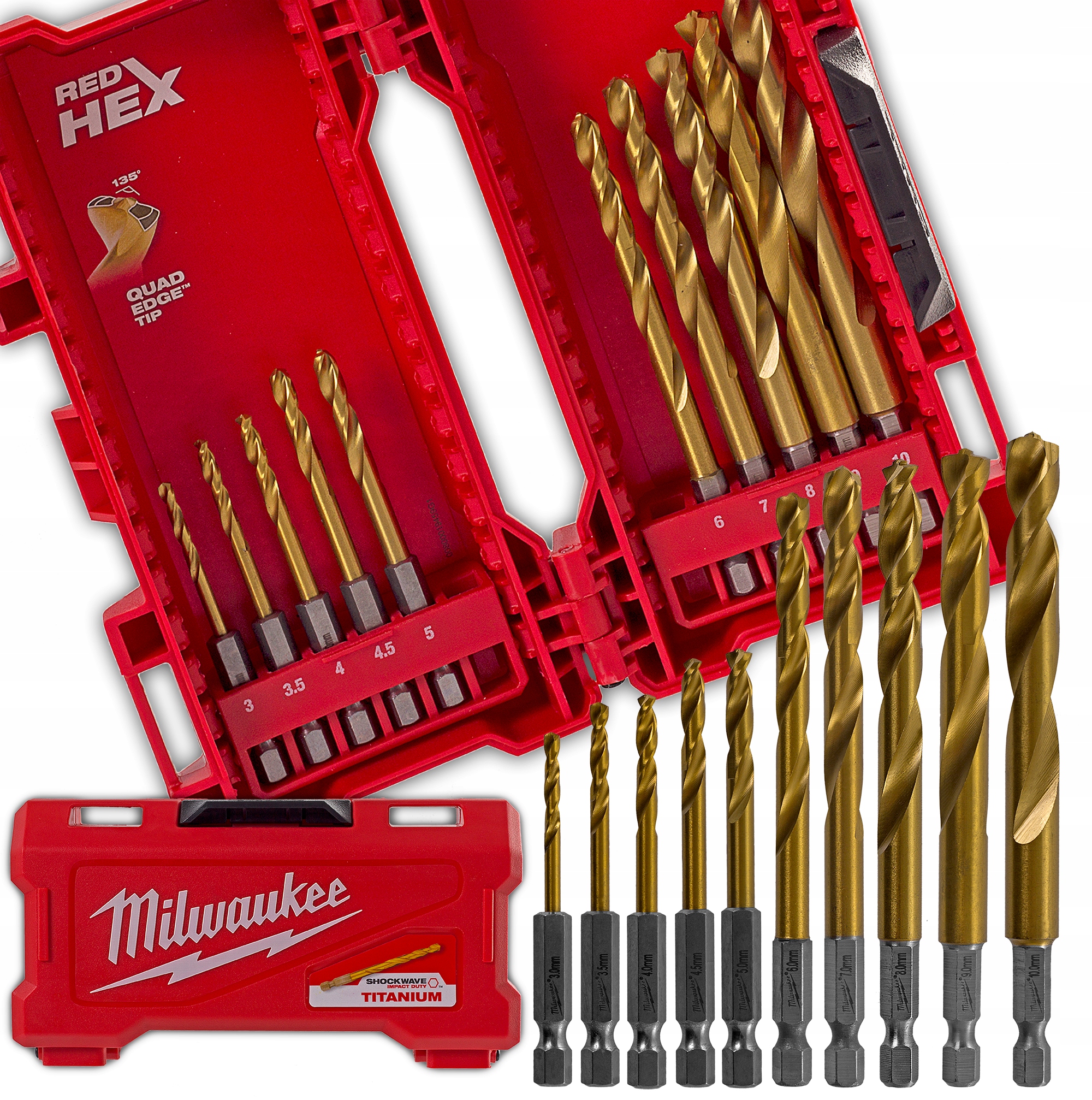 Zestaw x10 wierteł Hex Metalu Wiertła Blachy Drewna Aluminium Stali Żeliwa