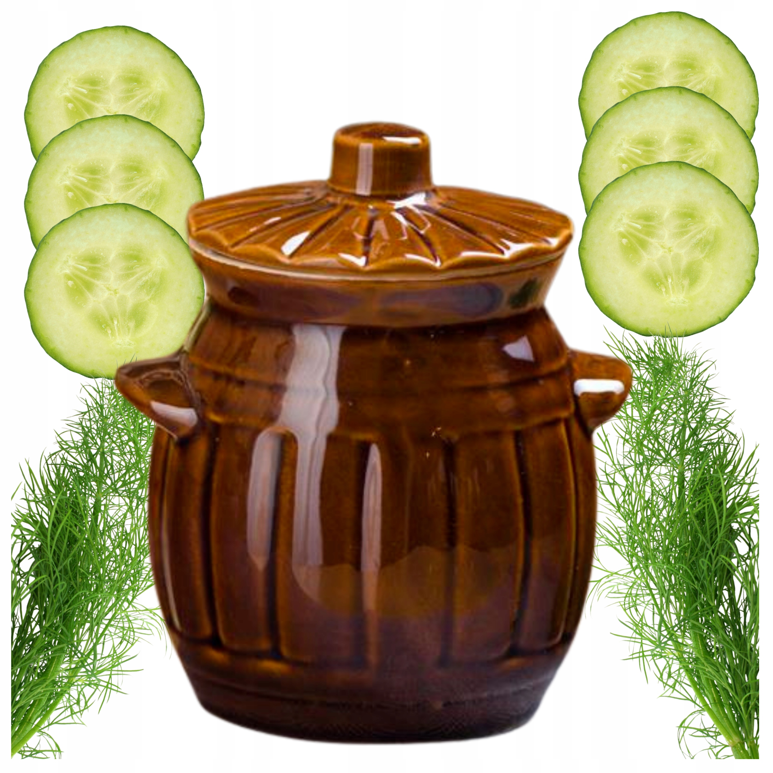 Sud K Nakládání Zelí Okurky 3,7L Kamenina Hrnec Na Okurky Víko